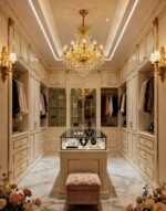 French classical villa millwork and gold leaf custom joinery in grand living room