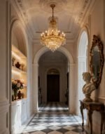 French classical villa millwork and gold leaf custom joinery in grand living room