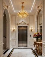 French classical villa millwork and gold leaf custom joinery in grand living room