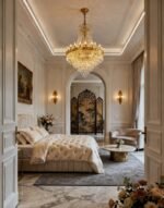 French classical villa millwork and gold leaf custom joinery in grand living room